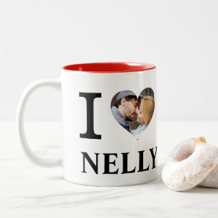 I Heart Personalised Couples Photo Love Two-Tone Coffee Mug