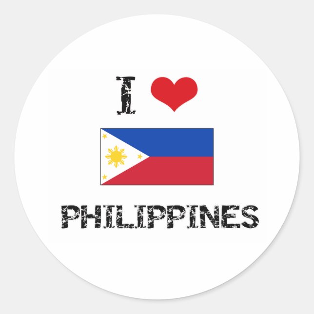 I HEART PHILIPPINES CLASSIC ROUND STICKER (Front)