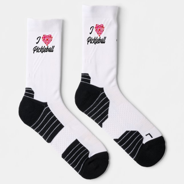I Heart Pickleball Pink and Red Pickleballs Heart Socks (Right)