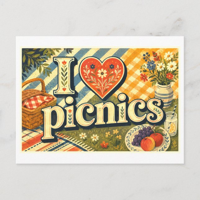 "I [Heart] Picnics" Postcard (Front)