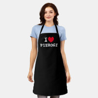 I heart pierogi | Funny custom black kitchen apron