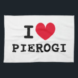 I heart pierogi funny custom kitchen towel<br><div class="desc">I heart pierogi funny custom kitchen towel. Personalizable I love template design. Fun gift idea for Polish friends,  family,  chef,  cook,  mum,  dad etc.</div>