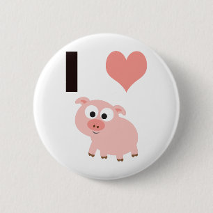 I heart pigs 6 cm round badge