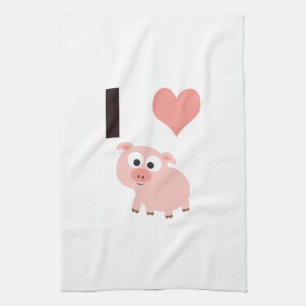 I heart pigs tea towel