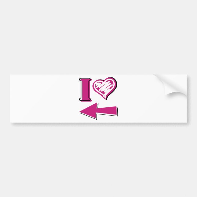 I heart - Pink Arrow Bumper Sticker (Front)