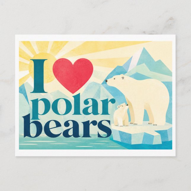 "I [Heart] Polar Bears" Postcard (Front)