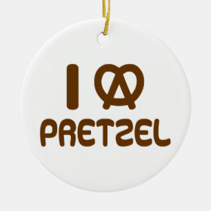 I Heart Pretzel Ceramic Ornament