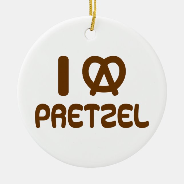 I Heart Pretzel Ceramic Ornament (Front)