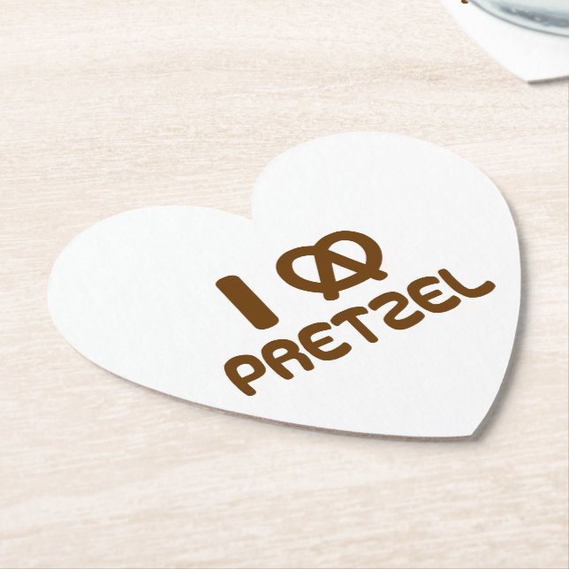 I Heart Pretzel Paper Coaster (Angled)