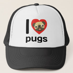 I heart pugs trucker hat