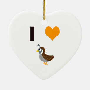I heart quail ceramic ornament