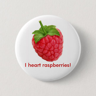 I heart raspberries! 6 cm round badge