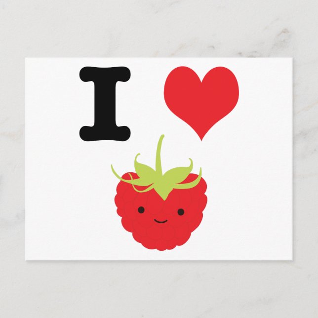 I Heart Raspberries Postcard (Front)