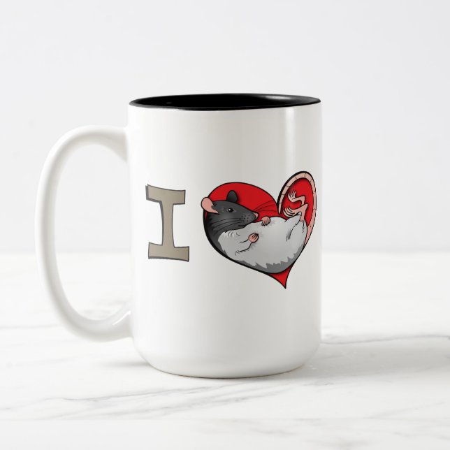 I heart rats Two-Tone coffee mug (Left)