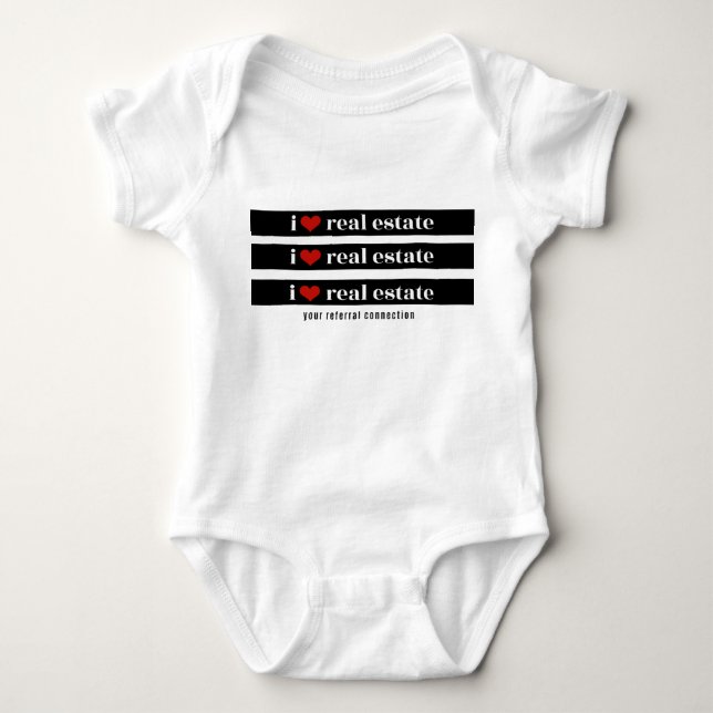 "I Heart Real Estate" Baby Onsie Bodysuit (Front)