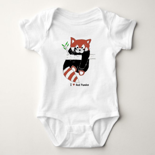 I Heart Red Pandas Baby Bodysuit (Front)