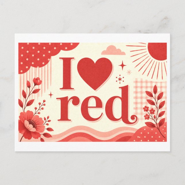 "I [Heart] Red" Postcard (Front)