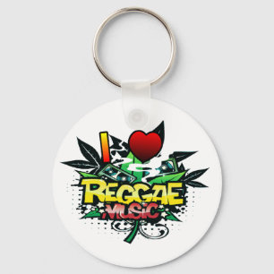 I Heart Reggae Music Key Ring