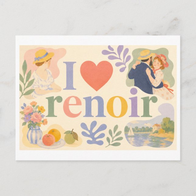 "I [Heart] Renoir" Postcard (Front)