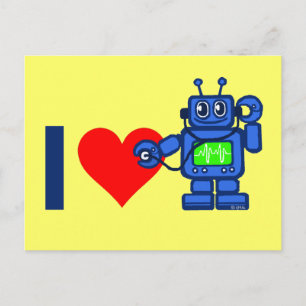 I heart robot postcard