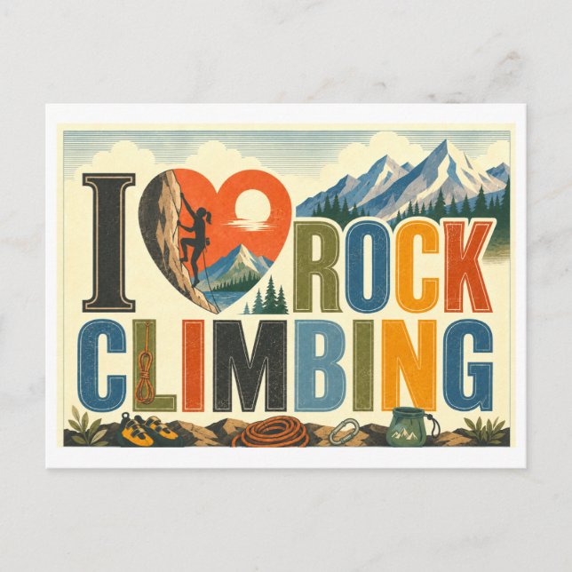 "I [Heart] Rock Climbing" Postcard (Front)