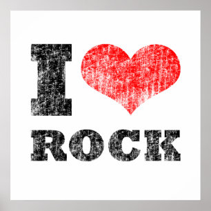 I Heart Rock Distressed Poster