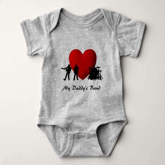 I Heart Rock & Roll My Daddy's Band Custom Baby Bodysuit (Front)