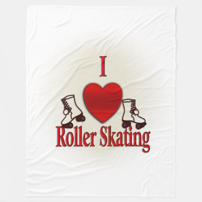 I Heart Roller Skating Fleece Blanket (Front)