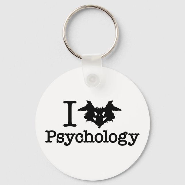 I Heart (Rorschach Inkblot) Psychology Key Ring (Front)