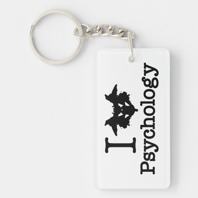 I Heart (Rorschach Inkblot) Psychology Key Ring (Front)