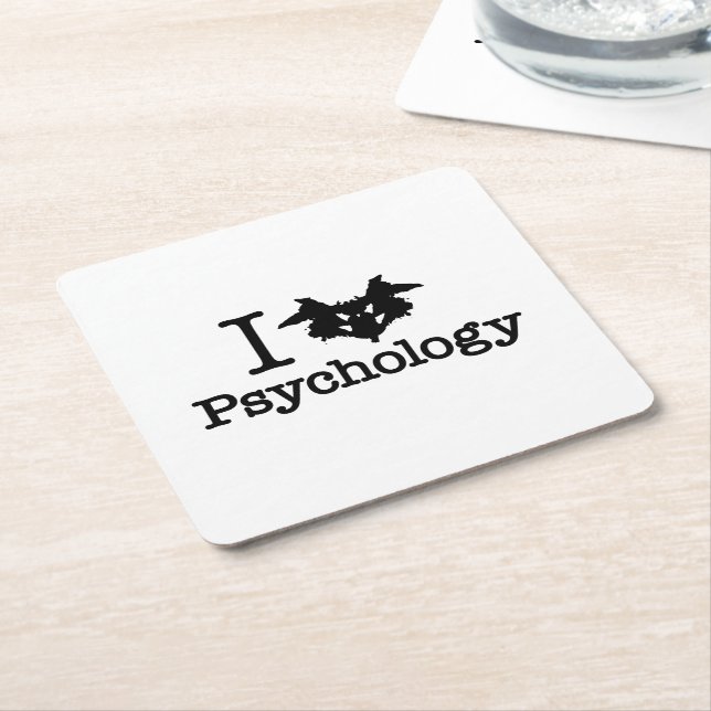 I Heart (Rorschach Inkblot) Psychology Square Paper Coaster (Angled)
