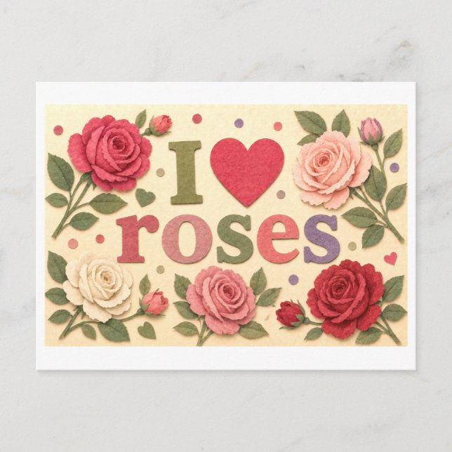 "I [Heart] Roses" Postcard (Front)