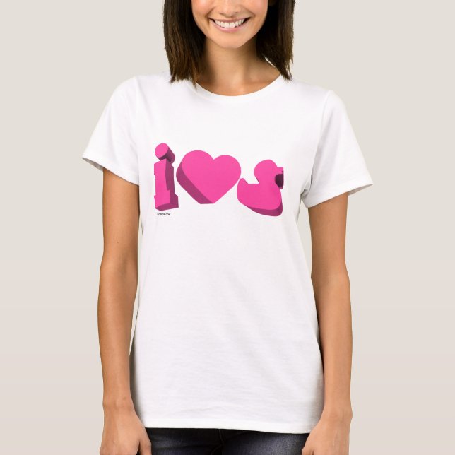 I Heart Rubber Ducks 3D (Girlie) T-Shirt (Front)