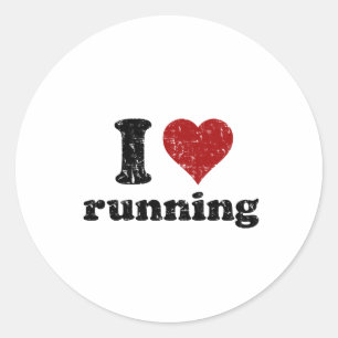 I heart running classic round sticker