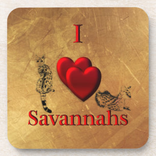 I Heart Savannah Cat Coaster