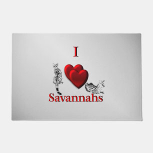 I Heart Savannah Cat Silver Doormat