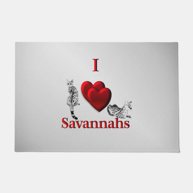 I Heart Savannah Cat Silver Doormat (Front)