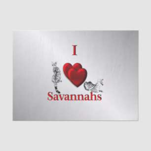 I Heart Savannah Cat Silver Tissue Paper