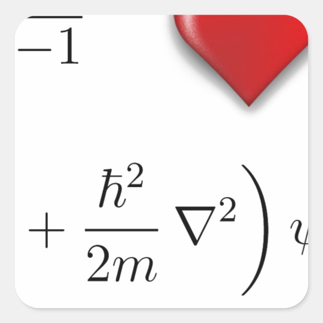 I heart Schrodinger equation Square Sticker (Front)