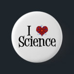 I Heart Science 6 Cm Round Badge<br><div class="desc">Cute I Love Science design with an atom model in front of the heart.</div>