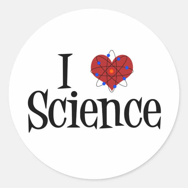I Heart Science Classic Round Sticker (Front)