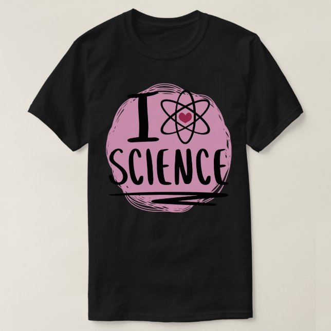 I Heart Science Cute Science Atom Heart T-Shirt (Design Front)