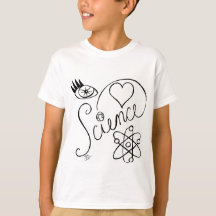 I Heart Science hand drawn black and white T-shirt