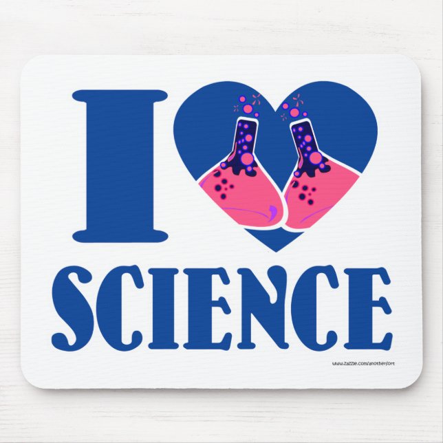 I Heart Science Heart Cartoon Mouse Pad (Front)