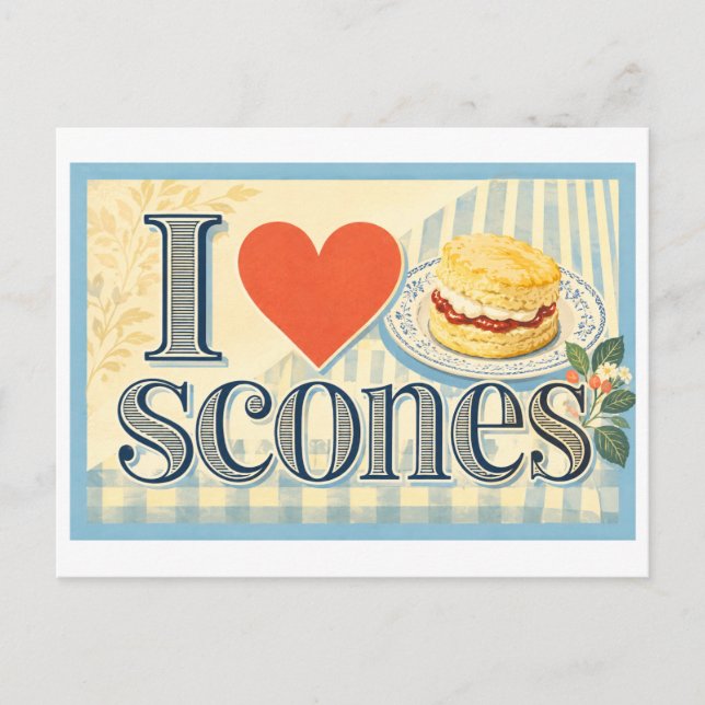 "I [Heart] Scones" Postcard (Front)