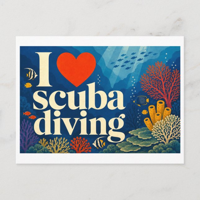 "I [Heart] Scuba Diving" Postcard (Front)