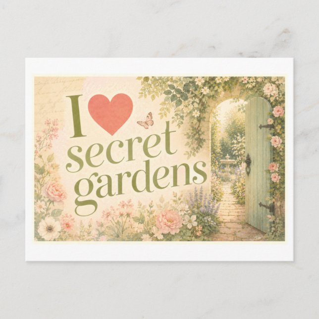 "I [Heart] Secret Gardens" Postcard (Front)
