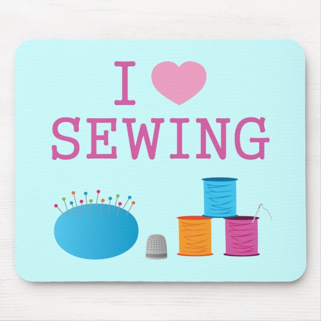 I Heart Sewing Mouse Pad (Front)