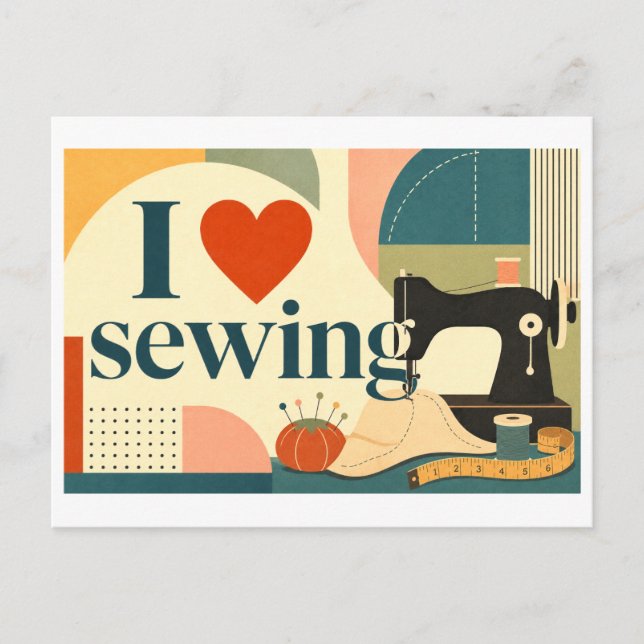 "I [Heart] Sewing" Postcard (Front)