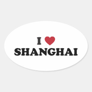 I Heart Shanghai China Oval Sticker